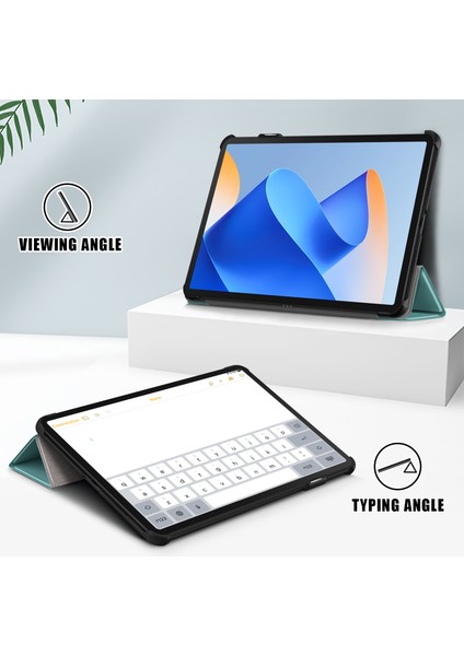 Huawei Matepad 11 (2023) Için Üç Katlı Stand Tablet Kılıf Pu Deri Tablet Kapağı Otomatik Uyandırma/uyku-Siyahımsı Yeşil (Yurt Dışından)