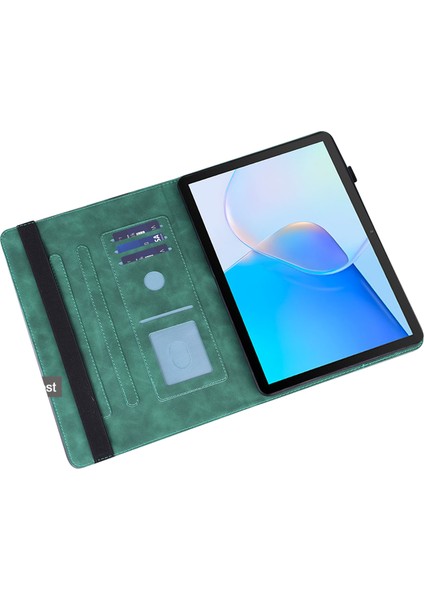 Honor Pad X9 Kılıf Çiçek Desenli Pu Deri Folyo Standı Kart Yuvalı Tablet Kapağı-Yeşil (Yurt Dışından)