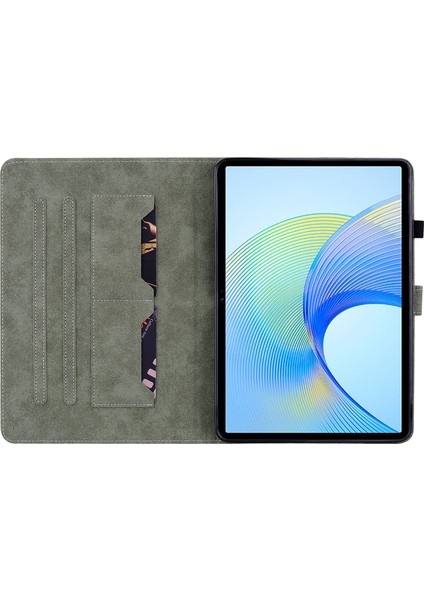 Honor Pad X8 Pro/pad X9 Kılıf Sevimli Kaplan Baskılı Pu Deri Standı Tablet Kapak-Yeşil (Yurt Dışından)