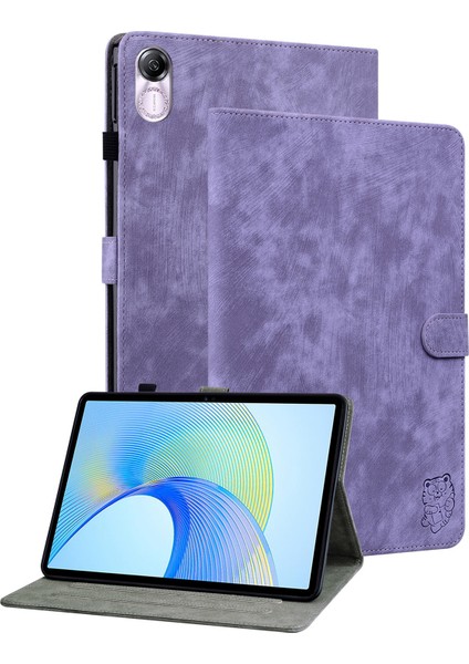 Honor Pad X8 Pro/pad X9 Kılıf Sevimli Kaplan Baskılı Pu Deri Standı Tablet Kapak-Mor (Yurt Dışından)