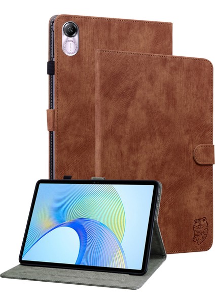 Honor Pad X8 Pro/pad X9 Kılıf Sevimli Kaplan Baskılı Pu Deri Standı Tablet Kapak-Kahverengi (Yurt Dışından)