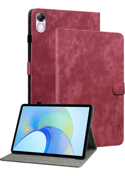 Honor Pad X8 Pro/pad X9 Kılıf Sevimli Kaplan Baskılı Pu Deri Standı Tablet Kapağı-Kırmızı (Yurt Dışından)