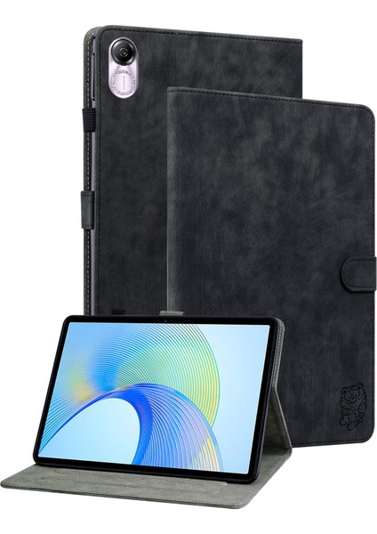 Honor Pad X8 Pro/pad X9 Kılıf Sevimli Kaplan Baskılı Pu Deri Standı Tablet Kapak-Siyah (Yurt Dışından)