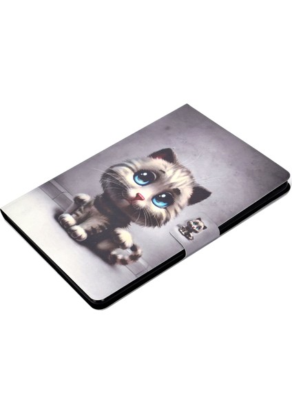 Darbeye Dayanıklı Desen Baskı Kartı Yuvası Pu Deri Tablet Kılıfı Huawei Mediapad T5 10-Cat Mavi Gözlü (Yurt Dışından)