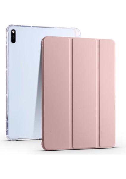 Huawei Matepad 10.4(2022)/(2020)ÜÇ Katlı Stand Tablet Kapak Pu Deri Otomatik Uyku/uyandırma Akıllı Kılıf Kalem Tutucu Ile-Pembe (Yurt Dışından)