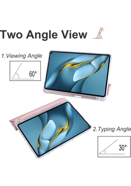 Huawei Matepad 10.4(2022)/(2020)ÜÇ Katlı Stand Tablet Kapak Pu Deri Otomatik Uyku/uyandırma Akıllı Kılıf Kalem Tutucu Ile-Pembe (Yurt Dışından)