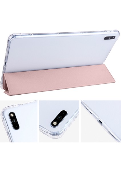 Huawei Matepad 10.4(2022)/(2020)ÜÇ Katlı Stand Tablet Kapak Pu Deri Otomatik Uyku/uyandırma Akıllı Kılıf Kalem Tutucu Ile-Pembe (Yurt Dışından)