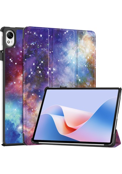 Huawei Matepad 11.5 S Kılıf Için Üç Katlı Stand Desenli Baskı Deri Tablet Kapağı Otomatik Uyandırma/uyku-Galaxy (Yurt Dışından)