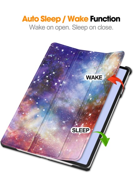 Huawei Matepad 11.5 S Kılıf Için Üç Katlı Stand Desenli Baskı Deri Tablet Kapağı Otomatik Uyandırma/uyku-Galaxy (Yurt Dışından)
