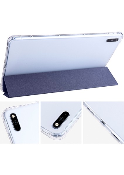 Huawei Matepad 10.4(2022)/(2020)ÜÇ Katlı Stand Tablet Kapak Pu Deri Otomatik Uyku/uyandırma Akıllı Kılıf Kalem Tutucu-Koyu Mavi (Yurt Dışından)
