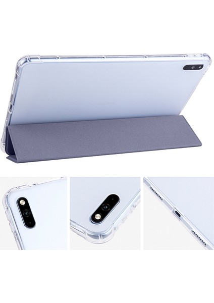 Huawei Matepad 10.4(2022)/(2020)ÜÇ Katlı Stand Tablet Kapak Pu Deri Otomatik Uyku/uyandırma Akıllı Kılıf Kalem Tutucu-Mor (Yurt Dışından)