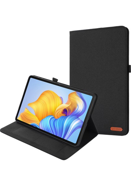 Honor Pad 9 Pro/pad V8 Pro Için Deri Kılıf Kart Tutucu Kumaş Doku Tablet Standı Kapak-Siyah (Yurt Dışından)