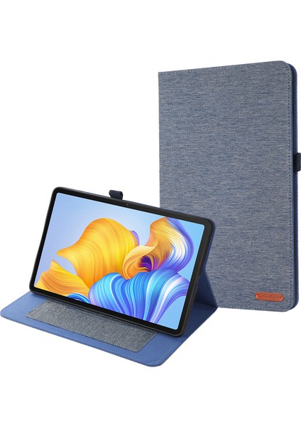 Honor Pad 9 Pro/pad V8 Pro Için Deri Kılıf Kart Tutucu Kumaş Doku Tablet Standı Kapak-Mavi (Yurt Dışından)