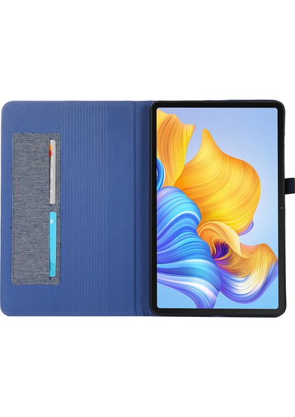 Honor Pad 9 Pro/pad V8 Pro Için Deri Kılıf Kart Tutucu Kumaş Doku Tablet Standı Kapak-Mavi (Yurt Dışından)