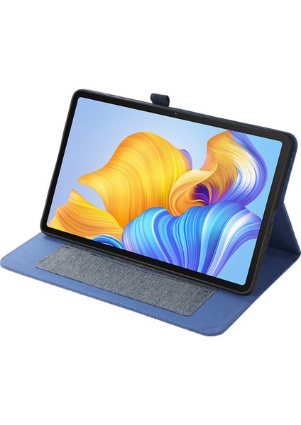 Honor Pad 9 Pro/pad V8 Pro Için Deri Kılıf Kart Tutucu Kumaş Doku Tablet Standı Kapak-Mavi (Yurt Dışından)