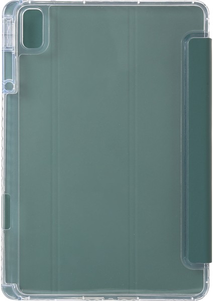 Huawei Matepad 11(2021)/(2023)CASE Deri+Tpu+Şeffaf Akrilik Üç Katlı Stand Kapağı-Siyahımsı Yeşil (Yurt Dışından)