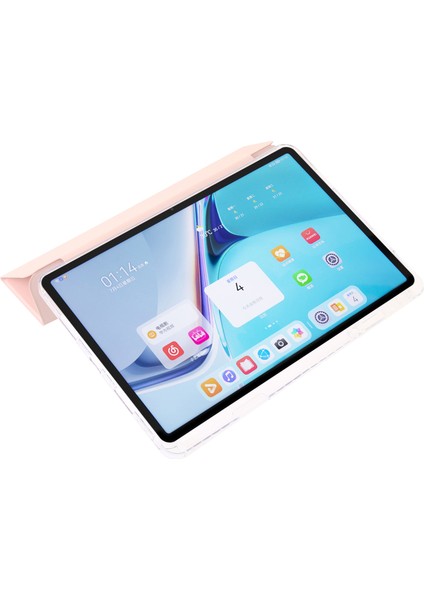 Huawei Matepad 11(2021)/(2023)CASE Deri+Tpu+Şeffaf Akrilik Üç Katlı Stand Kapağı-Pembe (Yurt Dışından)