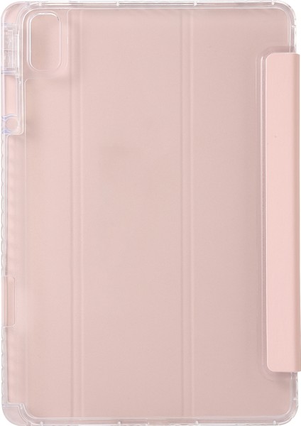 Huawei Matepad 11(2021)/(2023)CASE Deri+Tpu+Şeffaf Akrilik Üç Katlı Stand Kapağı-Pembe (Yurt Dışından)