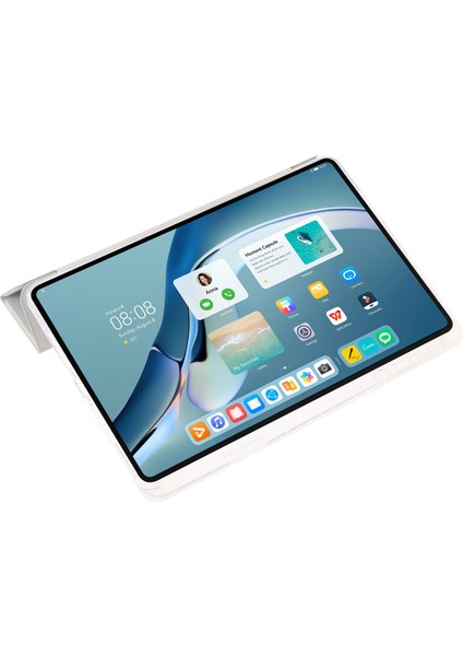 Huawei Matepad 11(2021)/(2023)CASE Deri+Tpu+Şeffaf Akrilik Üç Katlı Stand Kapağı-Gri (Yurt Dışından)