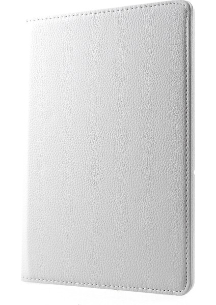 Huawei Mediapad T5 10-Beyaz Için 360 Derece Dönen Standlı Litchi Deri Deri Kabuk Kapak Kılıf (Yurt Dışından)