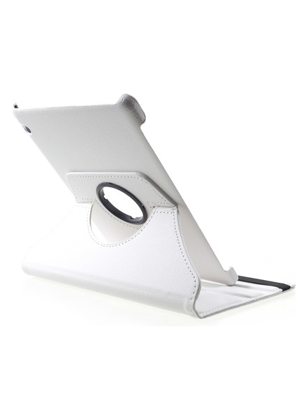 Huawei Mediapad T5 10-Beyaz Için 360 Derece Dönen Standlı Litchi Deri Deri Kabuk Kapak Kılıf (Yurt Dışından)