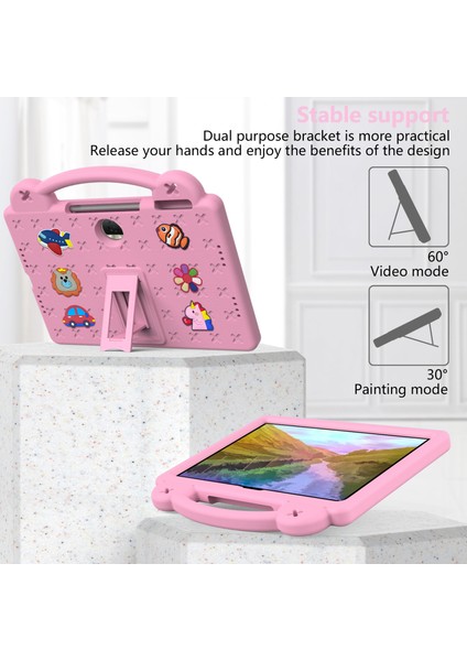 Honor Pad 9 Tablet Kılıfı Için Çizilmez Eva Sevimli Desenler Kickstand Kapağı ve Saplı-Pembe (Yurt Dışından)