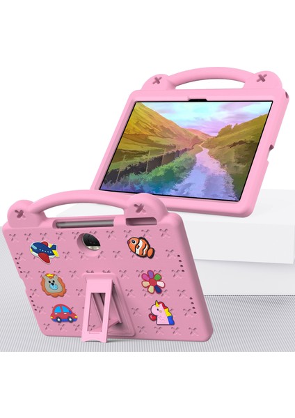 Honor Pad 9 Tablet Kılıfı Için Çizilmez Eva Sevimli Desenler Kickstand Kapağı ve Saplı-Pembe (Yurt Dışından)