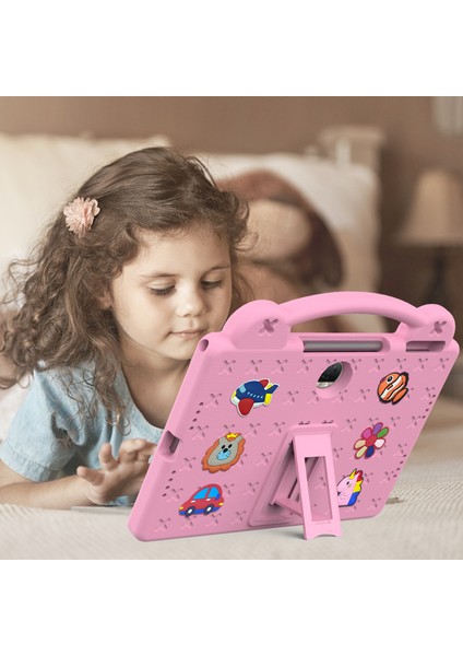 Honor Pad 9 Tablet Kılıfı Için Çizilmez Eva Sevimli Desenler Kickstand Kapağı ve Saplı-Pembe (Yurt Dışından)