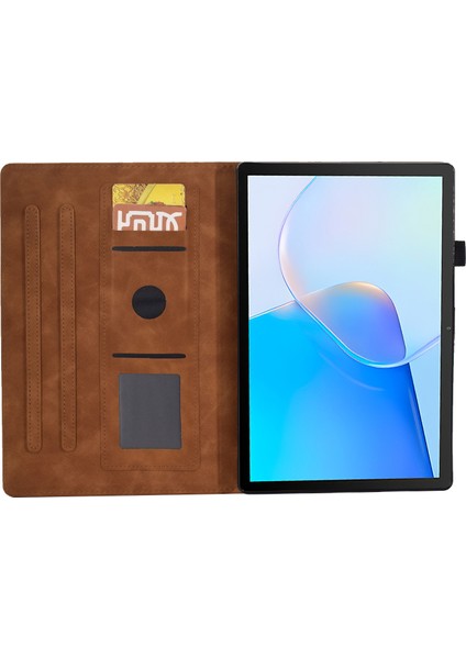 Huawei Matepad Se Için 10.4 Inç Koruyucu Kılıf Demir Kule Baskılı Pu Deri Kapak Standı Kapak ile Kart Tutucu-Kahverengi (Yurt Dışından)