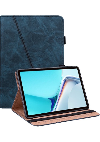 Huawei Matepad 11(2021)-MAVI Için Stand Kartı Yuvaları ile Düz Renk Elastik Kalem Askısı Deri Tablet Kapağı (Yurt Dışından)