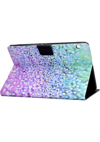 Huawei Mediapad T3 10-Glitter Parçacıklar Için Desenli Pu Deri Tablet Kabı (Kart Tutucu Standı) (Yurt Dışından)