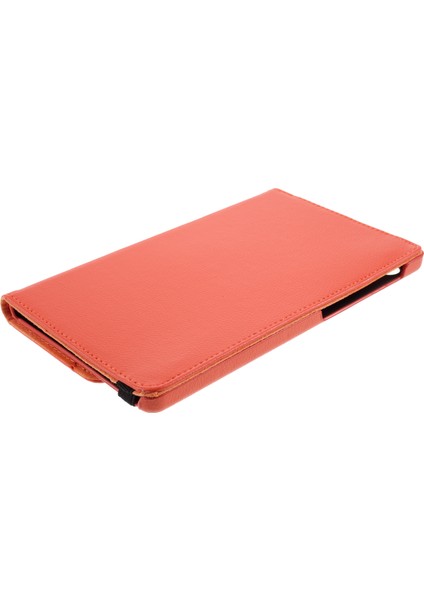 Litchi Dokusu 360&#176; Huawei Matepad T8-Turuncu Için Döner Standlı Deri Kılıf (Yurt Dışından)