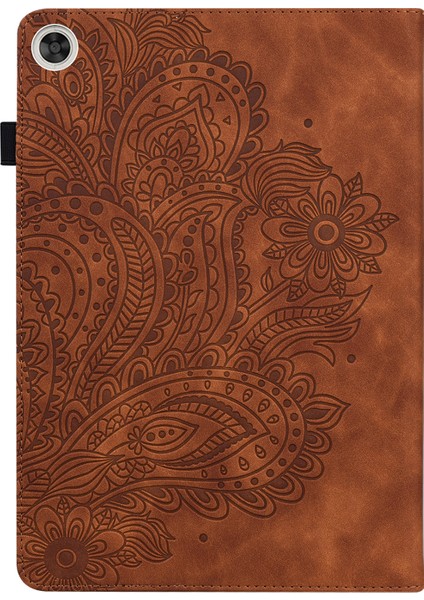 Baskılı Çiçek Desenli Deri Cüzdan Standı Tablet Koruyucu Kabuk Huawei Enjoy Tablet 2 10.1/matepad 9.7/matepad T10S-BROWN (Yurt Dışından)