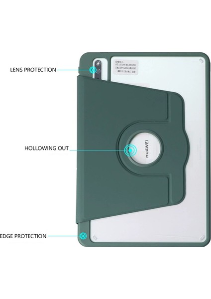 Huawei Matepad 10.4(2022)/(2020)/HONOR V6 Kılıf Pu Deri+Tpu+Akrilik Döner Standlı Tablet Kapağı-Gece Yarısı Yeşili Için (Yurt Dışından)