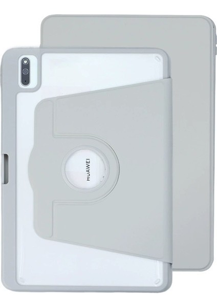 Huawei Matepad 10.4(2022)/(2020)/HONOR V6 Kılıf Pu Deri+Tpu+Akrilik Döner Standlı Tablet Kapağı-Gri (Yurt Dışından)