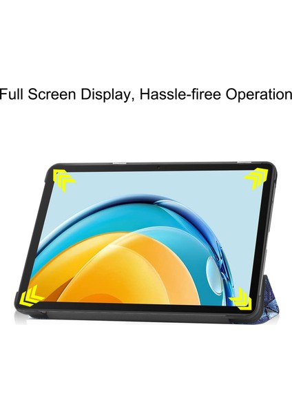 Huawei Matepad Se Için 10,4 Inç Üç Katlı Stand Otomatik Uyku/uyandırma Tablet Kapağı Desen Baskı Pu Deri Folyo Çizilmez Tablet Kılıfı-Yıldızlı Gece (Yurt Dışından)