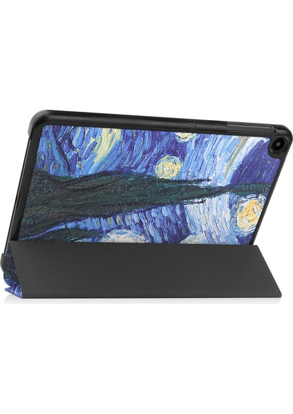 Huawei Matepad Se Için 10,4 Inç Üç Katlı Stand Otomatik Uyku/uyandırma Tablet Kapağı Desen Baskı Pu Deri Folyo Çizilmez Tablet Kılıfı-Yıldızlı Gece (Yurt Dışından)