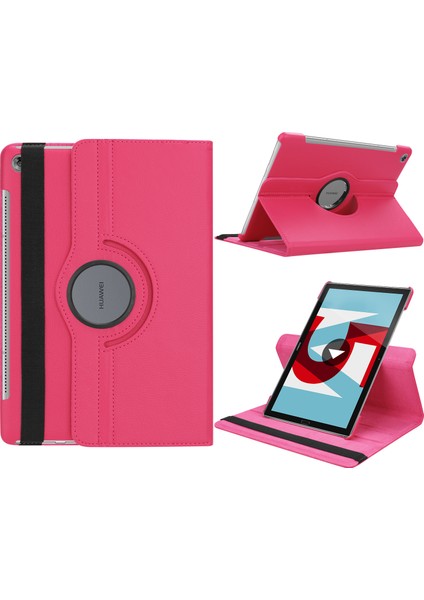 Litchi Tahıl Deri Standı Folyo Kılıf Huawei Mediapad M5 10/m5 10(Pro) Elastik Bantlı-Gül (Yurt Dışından)
