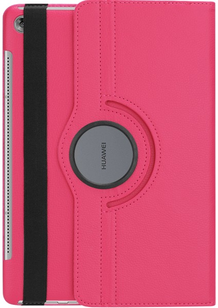 Litchi Tahıl Deri Standı Folyo Kılıf Huawei Mediapad M5 10/m5 10(Pro) Elastik Bantlı-Gül (Yurt Dışından)