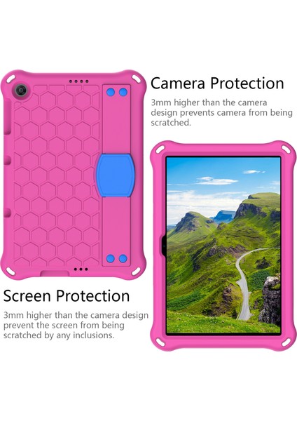 Kickstand Omuz Askısı Eva Kılıfı Huawei Enjoy Tablet 2 10.1/matepad T 10S 10.1 Inç/t 10 9.7 Inç/onur Pad 6 10.1 Inç/x6 10.1 Inç-Pembe/mavi (Yurt Dışından)