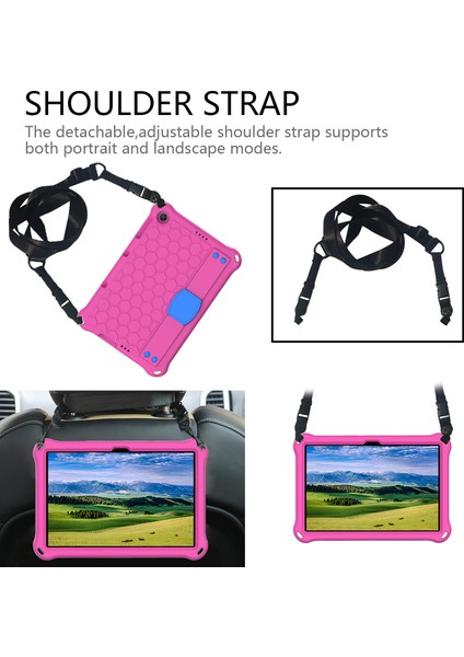 Kickstand Omuz Askısı Eva Kılıfı Huawei Enjoy Tablet 2 10.1/matepad T 10S 10.1 Inç/t 10 9.7 Inç/onur Pad 6 10.1 Inç/x6 10.1 Inç-Pembe/mavi (Yurt Dışından)