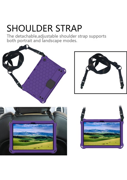 Kickstand Omuz Askısı Eva Kılıfı Huawei Enjoy Tablet 2 10.1/matepad T 10S 10.1 Inç/t 10 9.7 Inç/onur Pad 6 10.1 Inç/x6 10.1 Inç-Mor/siyah (Yurt Dışından)