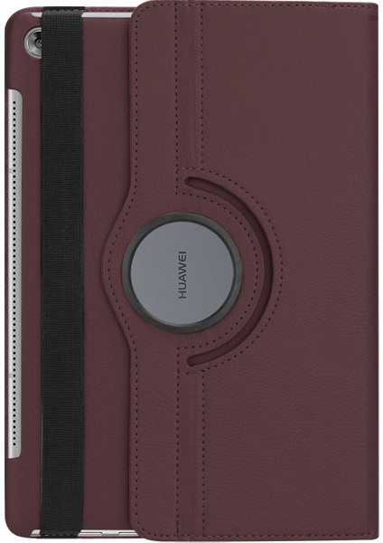 Litchi Tahıl Deri Standı Tablet Koruyucu Muhafaza Huawei Mediapad M5 10/m5 10(Pro) Elastik Bantlı-Kahverengi (Yurt Dışından)