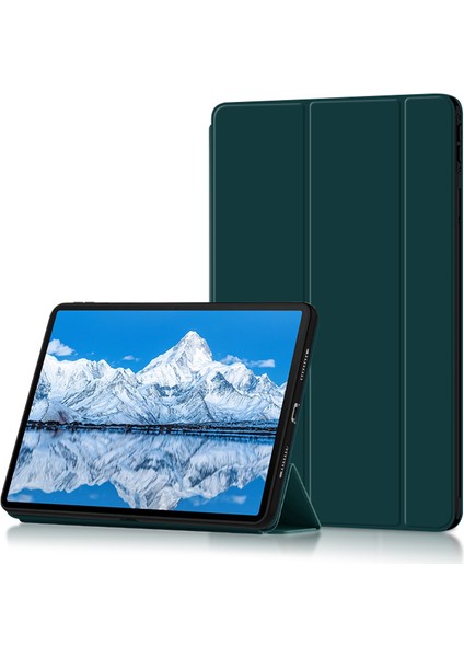 Huawei Qingyun C7 Üç Katlı Stand Tablet Kılıfı Pu Deri Otomatik Uyku/uyandırma Akıllı Kapak-Yeşil (Yurt Dışından)