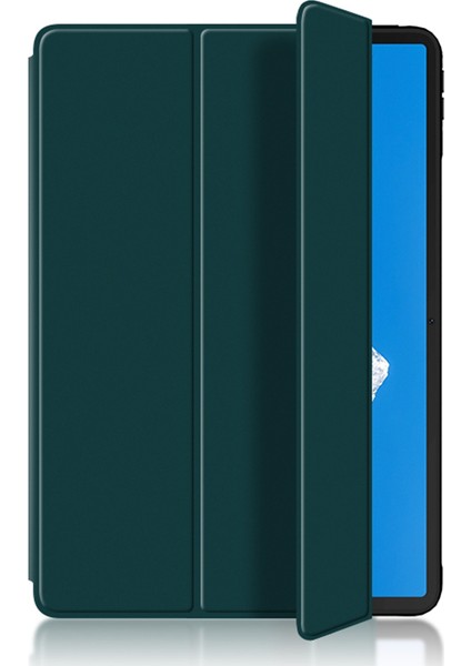 Huawei Qingyun C7 Üç Katlı Stand Tablet Kılıfı Pu Deri Otomatik Uyku/uyandırma Akıllı Kapak-Yeşil (Yurt Dışından)