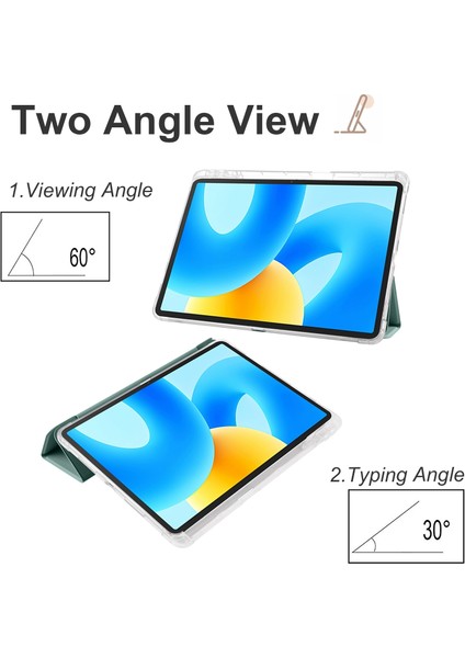 Huawei Matepad 11.5 Için Akıllı Üç Katlı Stand Kılıf Pu Deri Şeffaf Tpu Arka Tablet Kapak ile Kalem Tutucu-Gece Yarısı Yeşil (Yurt Dışından)