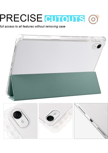 Huawei Matepad 11.5 Için Akıllı Üç Katlı Stand Kılıf Pu Deri Şeffaf Tpu Arka Tablet Kapak ile Kalem Tutucu-Gece Yarısı Yeşil (Yurt Dışından)