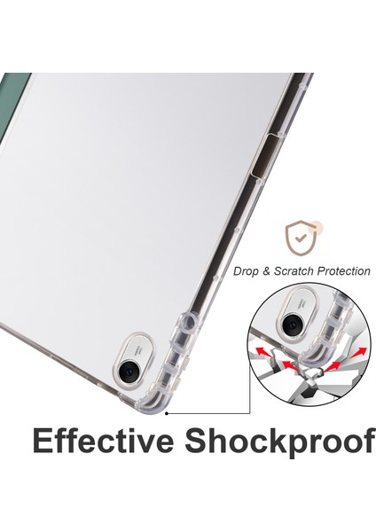 Huawei Matepad 11.5 Için Akıllı Üç Katlı Stand Kılıf Pu Deri Şeffaf Tpu Arka Tablet Kapak ile Kalem Tutucu-Gece Yarısı Yeşil (Yurt Dışından)