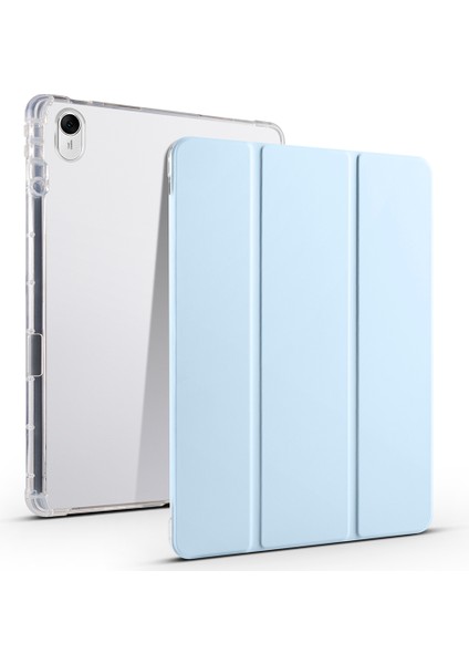 Huawei Matepad 11.5 Için Akıllı Üç Katlı Stand Kılıf Pu Deri Şeffaf Tpu Arka Tablet Kapak ile Kalem Tutucu-Bebek Mavisi (Yurt Dışından)