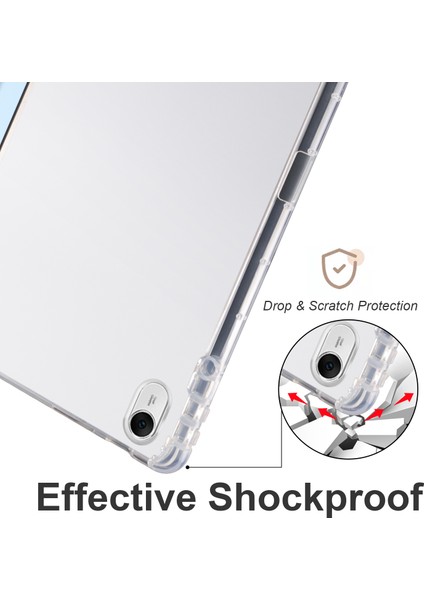 Huawei Matepad 11.5 Için Akıllı Üç Katlı Stand Kılıf Pu Deri Şeffaf Tpu Arka Tablet Kapak ile Kalem Tutucu-Bebek Mavisi (Yurt Dışından)